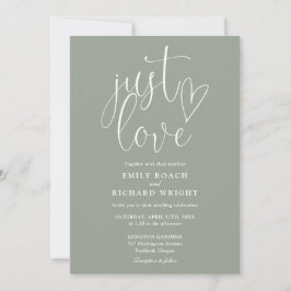 Convites Amo Código QR Moderno Noivo Verde Musgo Casamento
