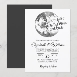 Convites Amo-te ao Casamento Elegante da Lua e do Fundo