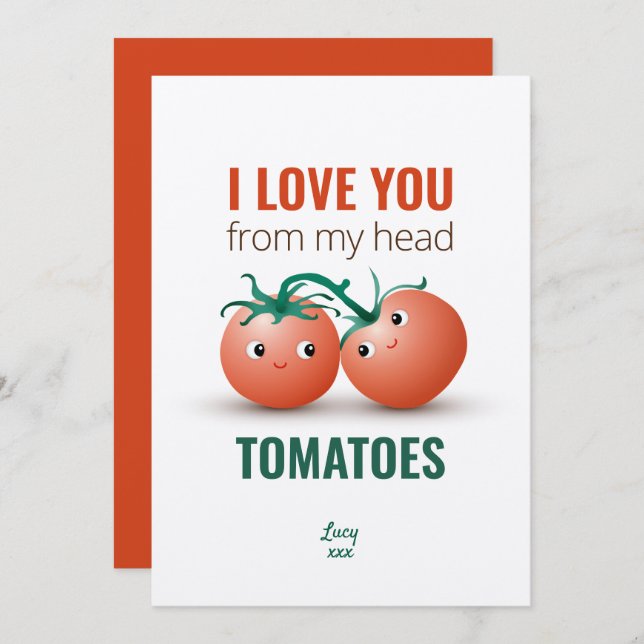 Convites Amo-te dos tomates da cabeça (Frente/Verso)