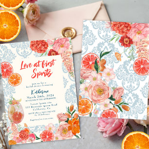 Convites Amor à primeira borrifada floral laranja chá de no