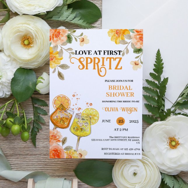 Convites Amor à Primeira Spritz Floral Cocktail Chá de Noiv (Love at First Spritz )