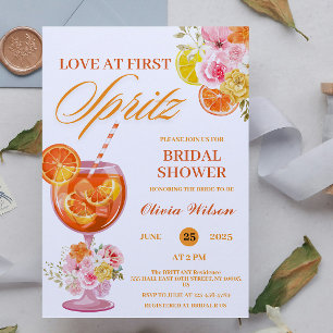 Convites Amor à Primeira Spritz Floral Coquetel Chá de Noiv