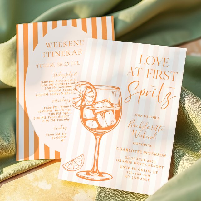Convites Amor à Primeira Spritz Laranja Despedida de Soltei (Criador carregado)