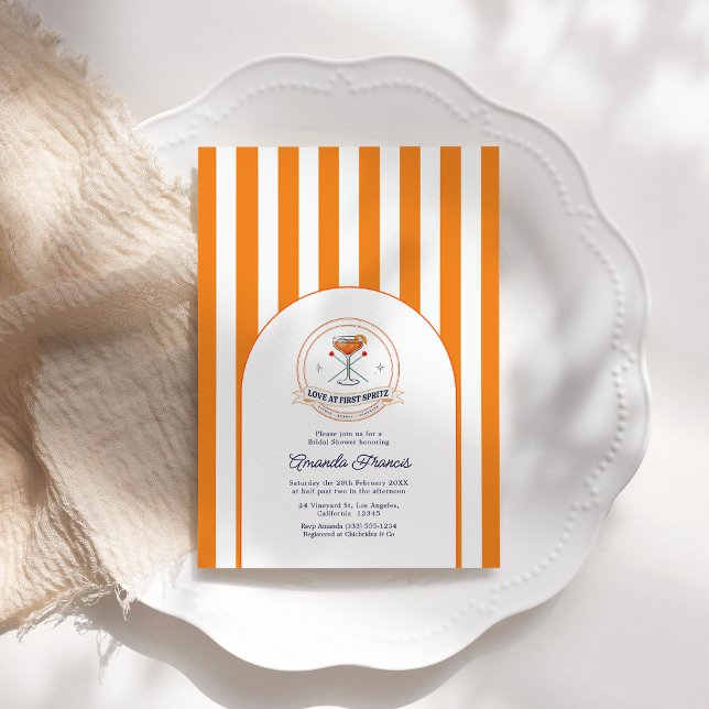 Convites Amor à Primeira Spritz Preppy Arco Chá de Noiva (Love at First Spritz Preppy Arch Bridal Shower Invitation)