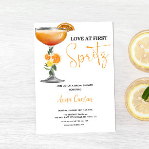 Convites Amor à Primeira Taça de Spritz Festa de Noivado Co