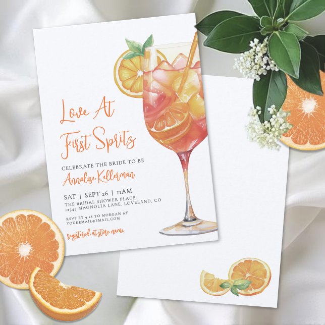 Convites Amor à Primeira Taça de Spritz no Chá de Noiva (Love At First Spritz Bridal Shower Invitation)