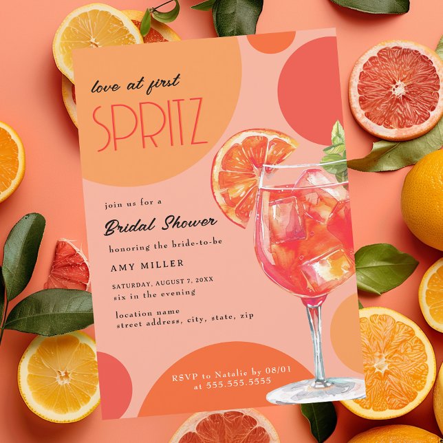 Convites Amor à Primeira Taça de Spritz no Chá de Noiva (Criador carregado)