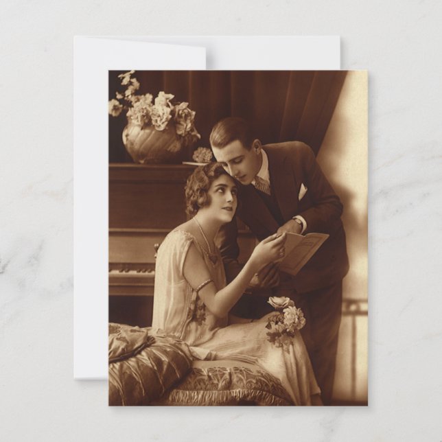 Convites Amor Antigo, Romance, Romântico, Salve a Data (Frente)