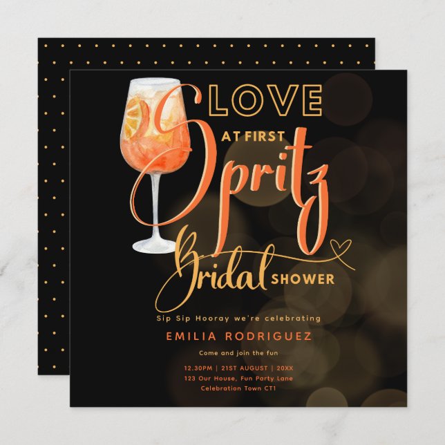 Convites Amor ao Primeiro Chá de panela Laranja Moderno SPR (Frente/Verso)