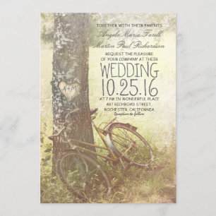 Convites Amor, árvore de pássaros do coração e casament