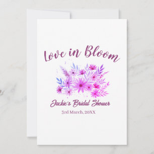 Convites amor boho cor-de-rosa em flor nome chá de noiva re