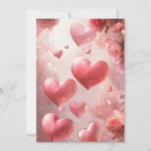Convites Amor Brilhante: Casamento Cardíaco de Rosas Rosa C