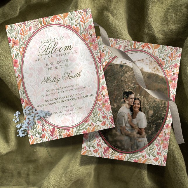 Convites Amor Caprichoso em Flor Bridal Shower (Whimsical Love is in Bloom Floral Bridal Shower Invitation)