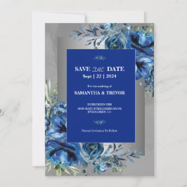 Convites Amor Celestial Prata, Elegância Azul Salve O Dia