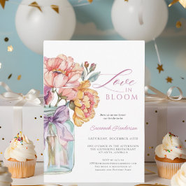 Convites Amor Com Bloom Mason Jar Floral Chá de panela