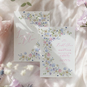 Convites Amor Com Chá de panela Púrpura Floral Rosa Floral
