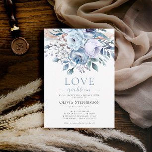 Convites Amor com Lavanda Azul Bloom Chá de panela