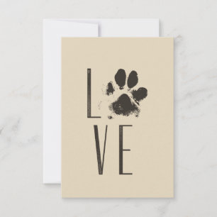 Convites Amor com Pet Paw Imprime Brown Grunge Tipografia