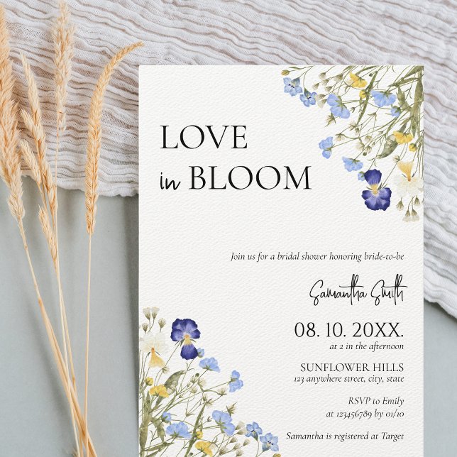 Convites Amor com Primavera de Bloom Seldflower (Love in bloom Bridal Shower invitation)