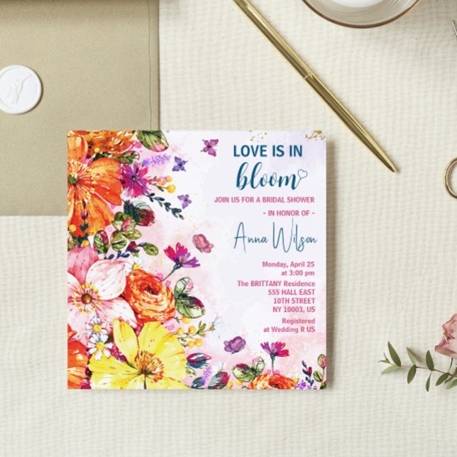 Convites Amor de (butterfly bridal shower invitations for her love is in bloom botanical garden brunch wildflowers )