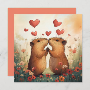 Convites Amor de Capybara - Um Momento Romântico