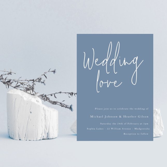 Convites Amor de casamento: Casamento Moderno Dusty Blue &  (Criador carregado)