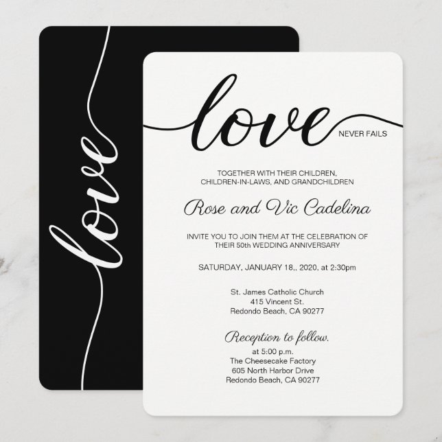 Convites Amor De Casamento Cristão Nunca Falha (Frente/Verso)