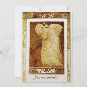 Convites AMOR DE CASAMENTO PEACOCK MONOGRAMA, amarelo-escur