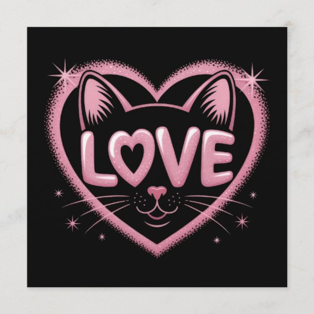Convites Amor de Gato Brilhante (Frente)