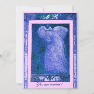 Convites AMOR DE NOIVA PAVÃO MONOGRAMA ,azul branco rosa