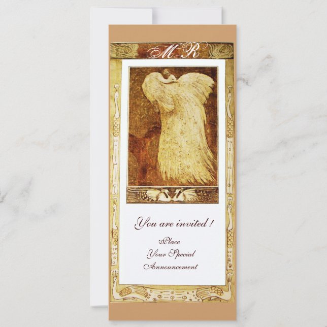 Convites AMOR DE NOIVO PAVÃO MONOGRAMA ,marrom branco (Frente)