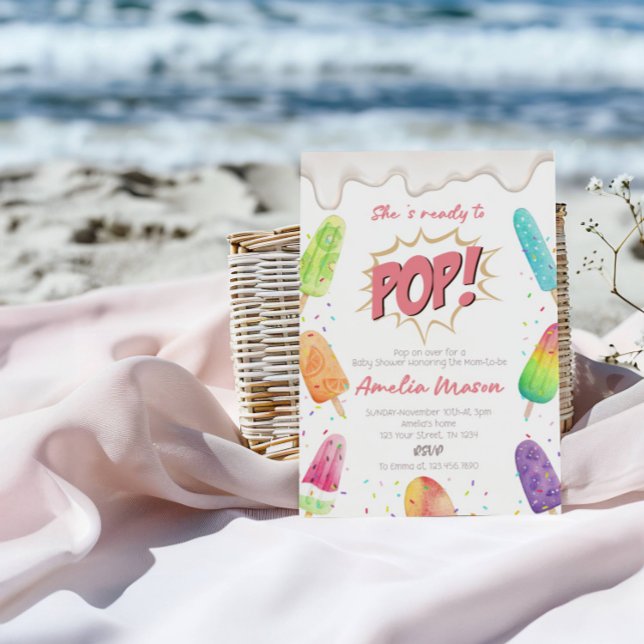 Convites Amor doce no caminho | Chá de fraldas Pop sorvete (Criador carregado)
