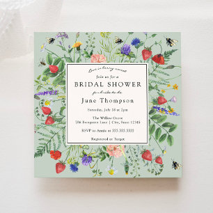 Convites Amor é Berry Sweet Wildflower Chá de panela Invi