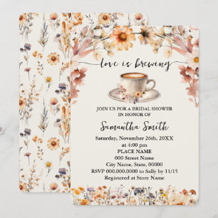 Convites Amor é Criar Chá de panela Café Flores Selvagens