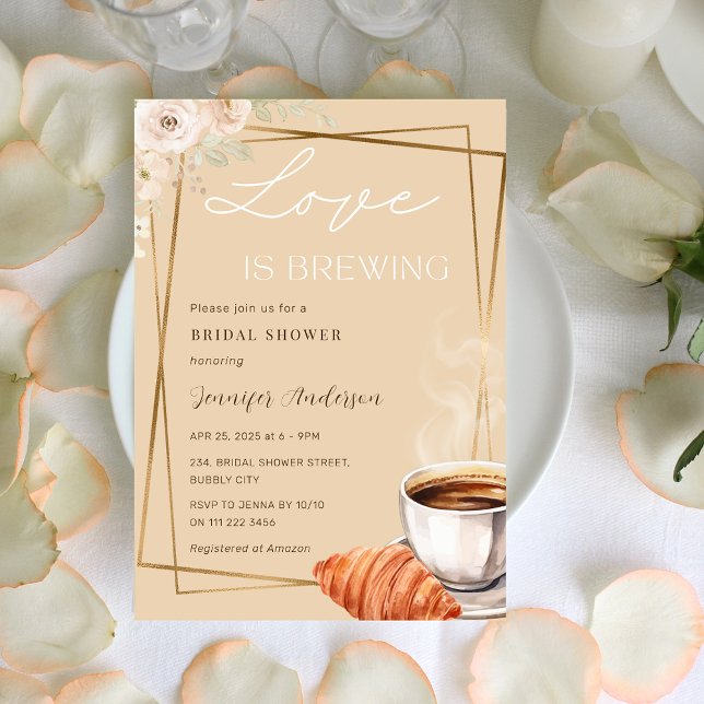 Convites Amor é Criar Chá de panela de Café em Paris (Love is Brewing Paris Coffee Bridal Shower Invitation)