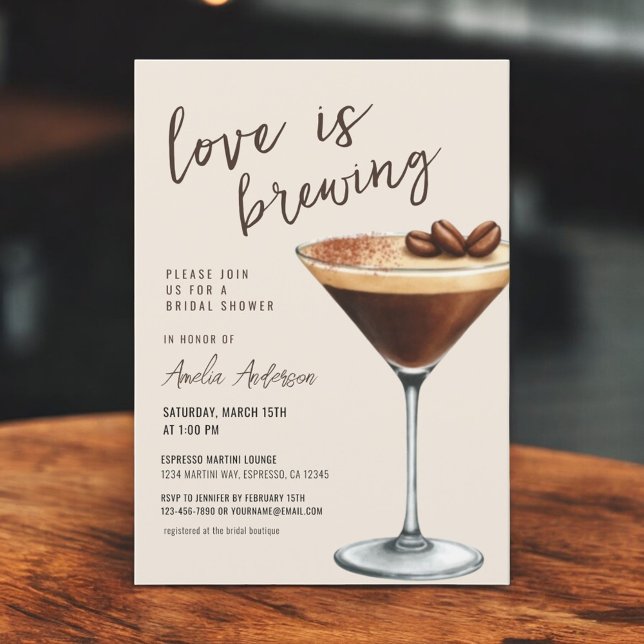 Convites Amor é Criar Chá de panela Espresso Martini (Criador carregado)