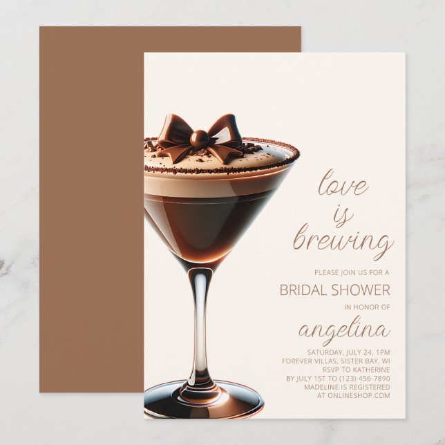 Convites Amor é Criar Chá de panela Espresso Martini (Frente/Verso)