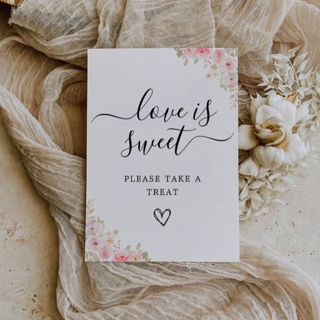 Convites Amor é doce Sinal Imprimível, Rosa Casamento (Love is Sweet Sign Printable, Rose Wedding Invitation)