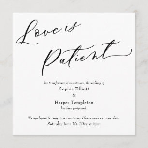 Convites Amor é Patient Simple Postpond Wedding Card