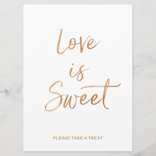 Convites Amor é Sinal Doce   Na moda Dourado Rosa, com letr