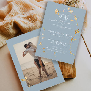 Convites Amor Elegante Em Chá de panela Floral Dourado De S