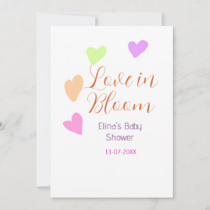 Convites Amor em flor coração colorido nome do chá de bebê