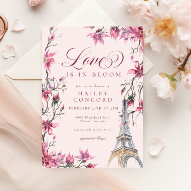 Convites Amor em Flor Paris Rosa Chá de Noiva (Criador carregado)