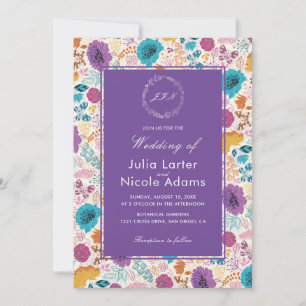 Convites Amor em Flor Romance Floral Rosa Roxo Casamento