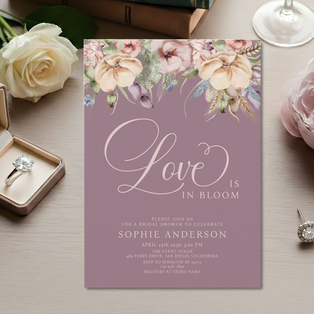 Convites Amor em Flor Rosa Floral Chá de Noiva (Criador carregado)