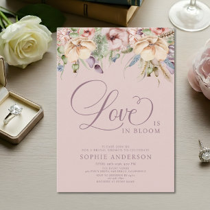 Convites Amor em Flor Rosa Pólen Flor Silvestre Chá de Noiv