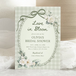 Convites Amor em Flor Salvia Verde Floral Chá de Noiva