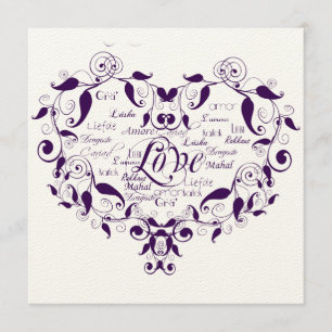Convites Amor em Qualquer Linguagem em Casamento Roxo Convi