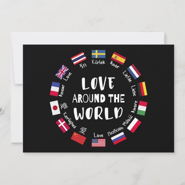 Convites Amor em Todo o Mundo Idiomas  (Frente)