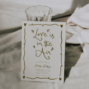 Convites Amor Excêntrico no Ar Chá de Noiva Creme